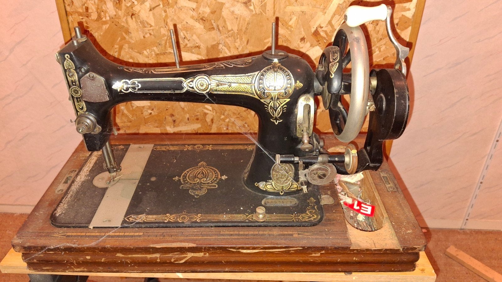 Antieke Stoewer Naaimachine in Houten Kist, Antiek en Kunst, Ophalen