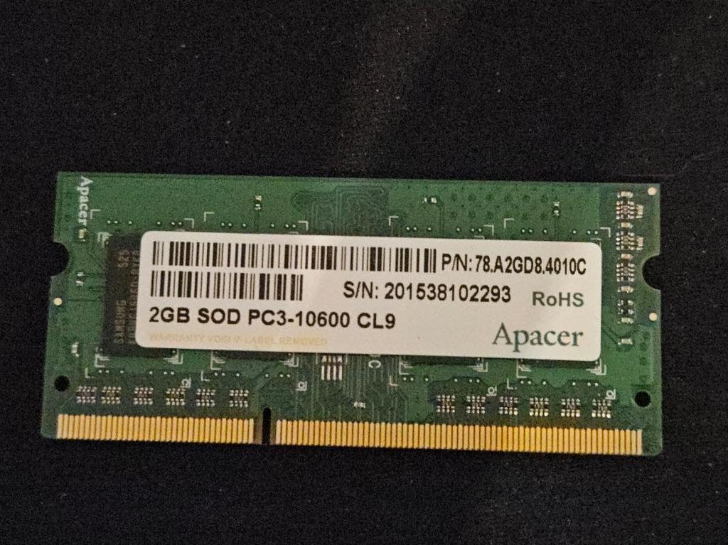2GB ddr3 10600 so-dimm  apacer, Computers en Software, Ophalen, DDR3, Zo goed als nieuw, 2 GB