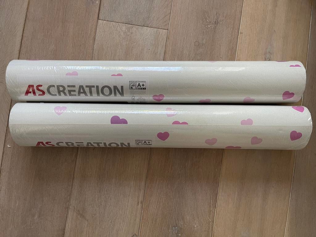 AS Creation behang hartjes 2 rol, Ophalen of Verzenden, Minder dan 10 m², Roze