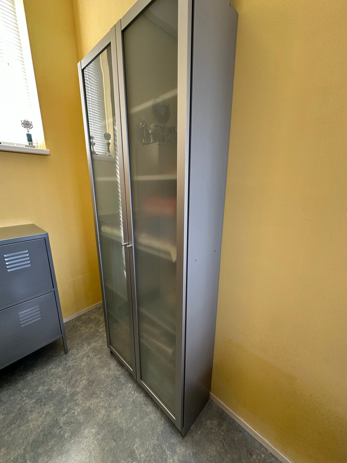 Ikea Billy kast met melkglazen deurtjes, Ophalen, Gebruikt, 200 cm of meer, 50 tot 100 cm