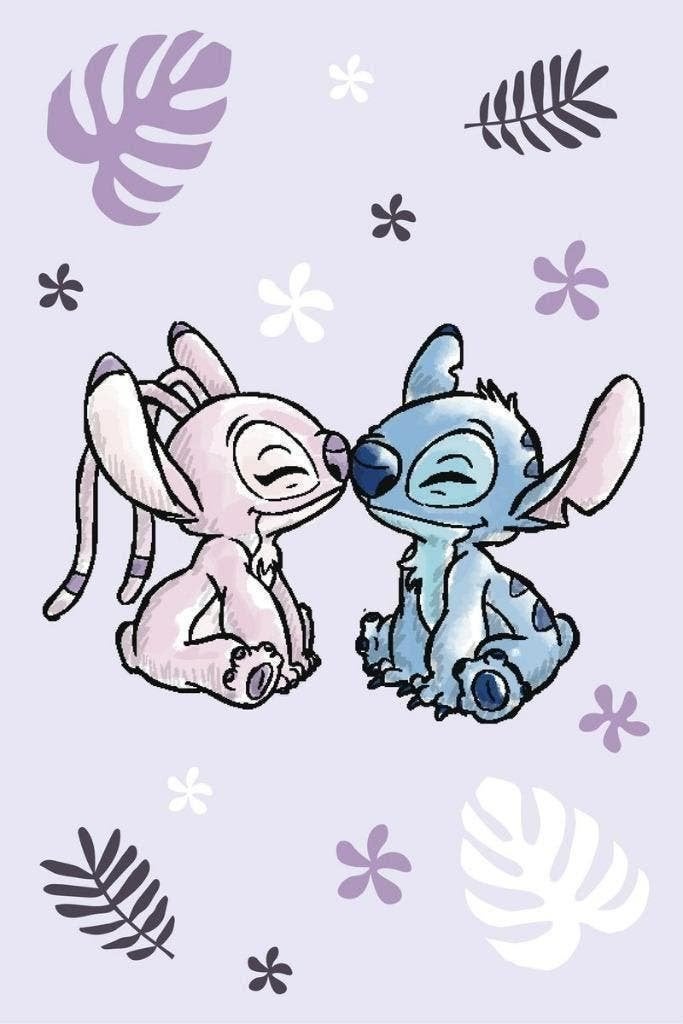 Stitch en Angel Fleece Deken - Purple - Disney Fleecedeken, Overige kleuren, Stitch, Nieuw, Ophalen of Verzenden