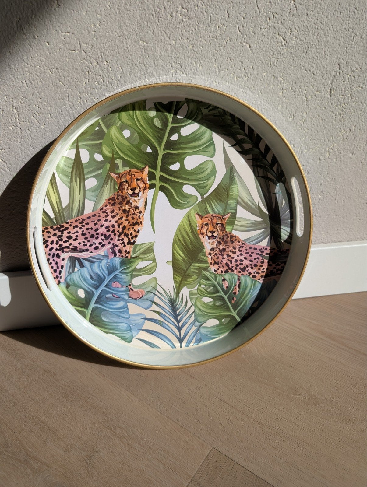 leuk dienblad van luipaarden, Huis en Inrichting, Ophalen, Rond, Hout