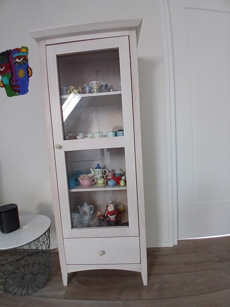 witte kast met glazen deur, Ophalen, Gebruikt, Met deur(en), Glas