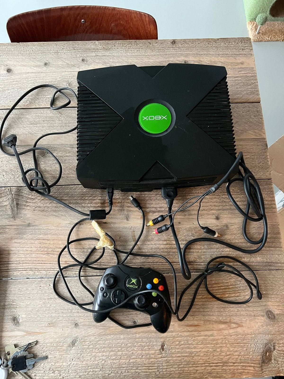 Xbox met 200GB HDD, gesoftmod + 4 controllers, Spelcomputers en Games, Ophalen, Gebruikt, Met 3 controllers of meer, Met games