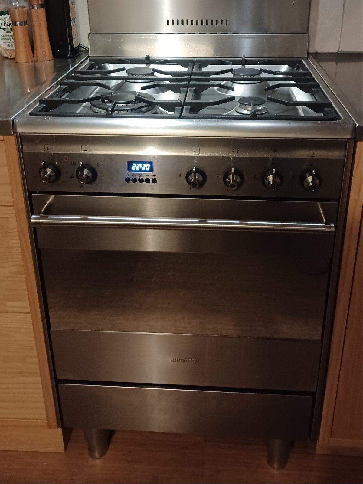 RVS Gasfornuis SMEG, met elektrische oven, Witgoed en Apparatuur, Fornuizen, Ophalen, Gebruikt, 60 cm of meer, 4 kookzones