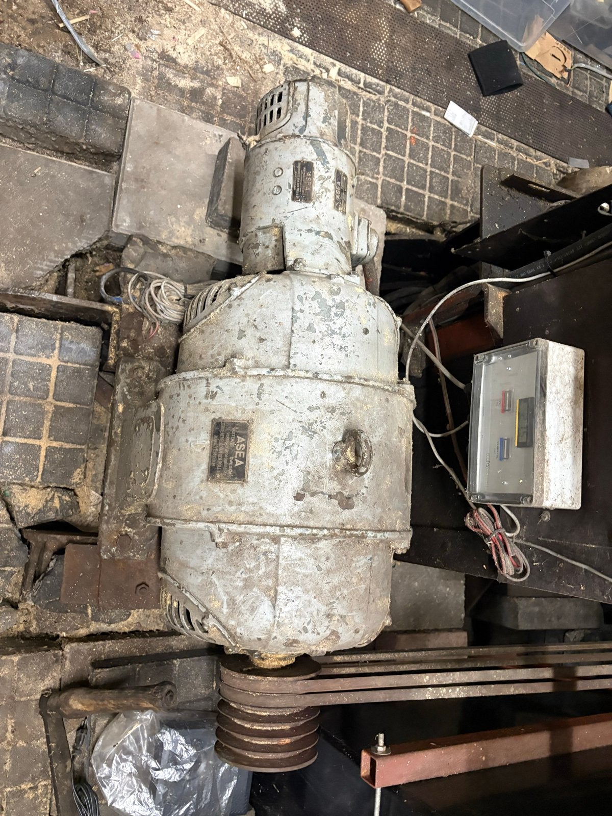 Asea stroom aggregaat, band aandrijving. Evt voor koper, Ophalen, Gebruikt, Elektromotor, 1400 tot 1800 rpm