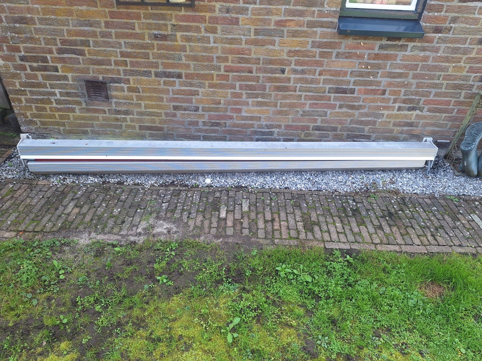 Knikarmscherm rood, handmatig, 300x250 cm, Ophalen, Gebruikt, 150 tot 300 cm, 250 cm tot 450 cm