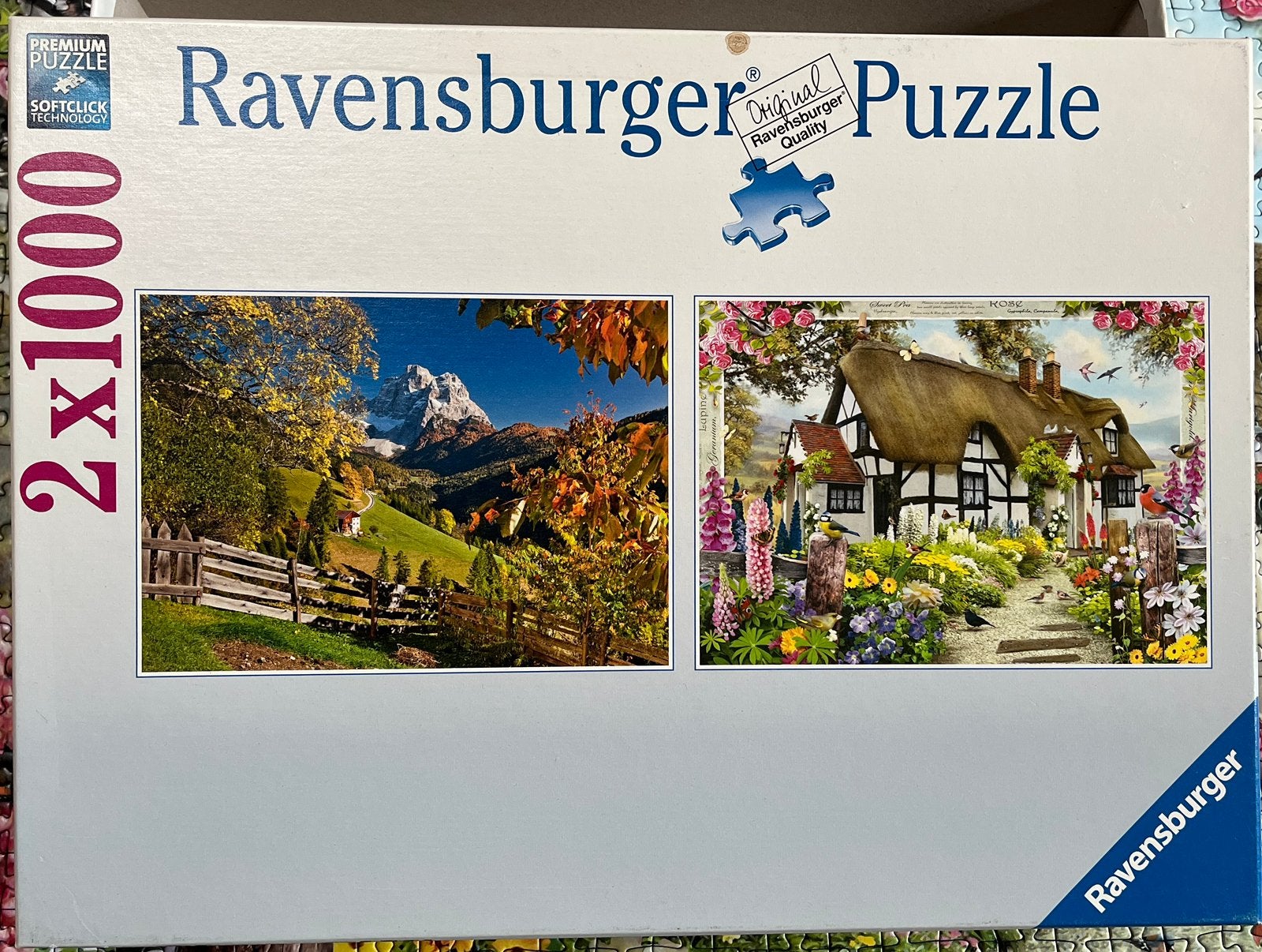 Ravensburger puzzels 2x1000 stukjes, mist 1 stukje, Hobby en Vrije tijd, Denksport en Puzzels, Ophalen of Verzenden, 500 t/m 1500 stukjes
