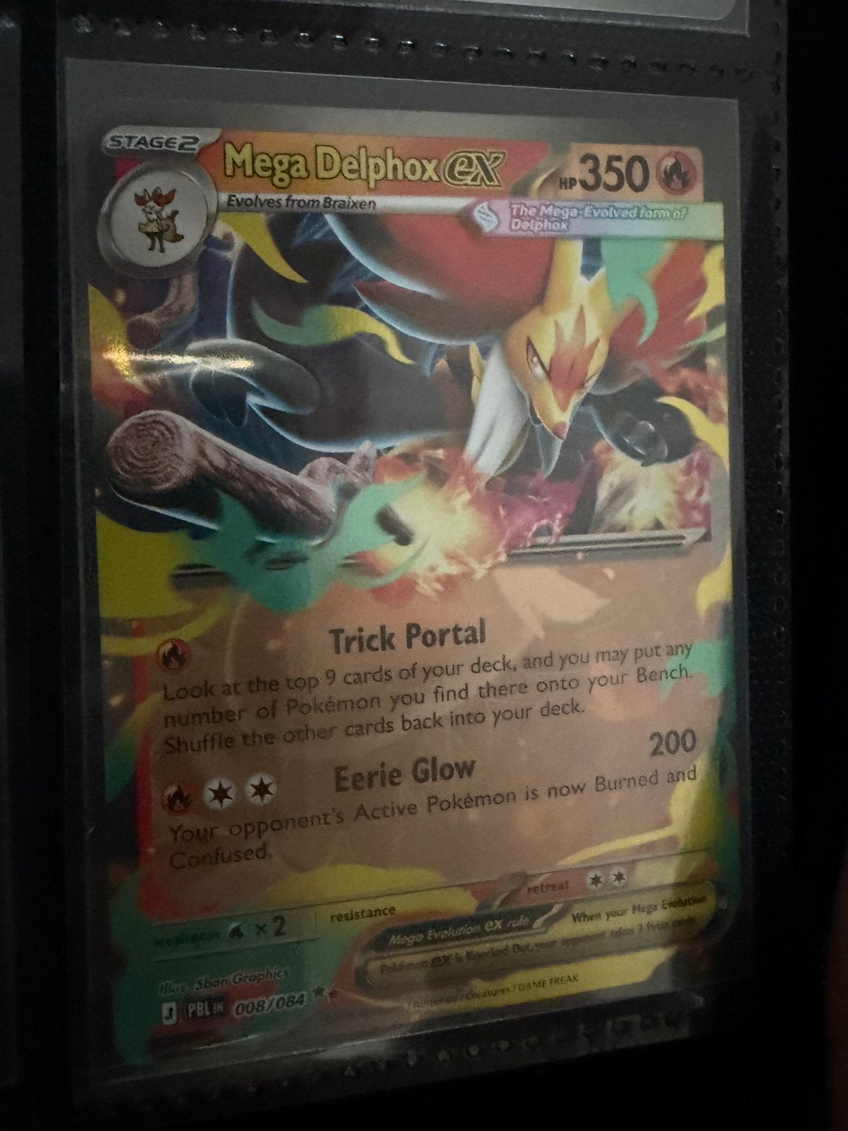 Mega delphox ex pbl 008/084 pokemon kaart, Ophalen of Verzenden, Zo goed als nieuw