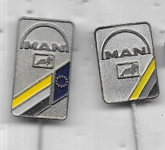 2 X M.A.N. AUTO SPELDEN GROOT EN KLEINER FORMAAT, Ophalen of Verzenden, Gebruikt, Transport, Speldje of Pin
