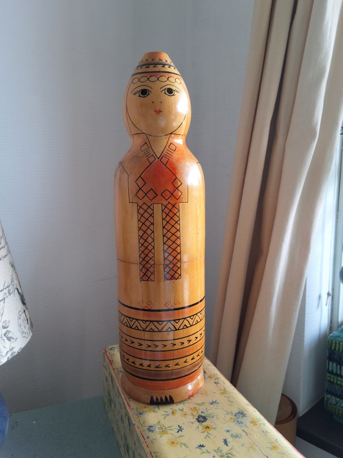 Vintage handgeschilderde matryoshka wodkafleshouder, Antiek en Kunst, Ophalen of Verzenden