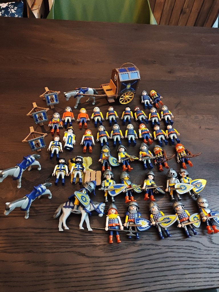 Playmobil Ridders blauw geel met leeuwencrest, Ophalen of Verzenden, Gebruikt