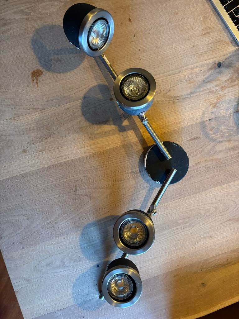 Spotlamp met 4 richtbare spots - metaal, Ophalen, Gebruikt, Plafondspot of Wandspot