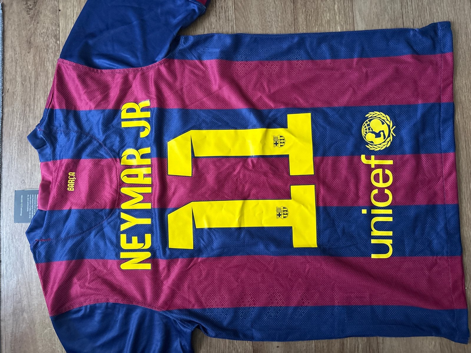 FC Barcelona Thuisshirt 2014/2015 Neymar Jr. Maat M, Ophalen of Verzenden, Zo goed als nieuw, Maat 48/50 (M), Blauw