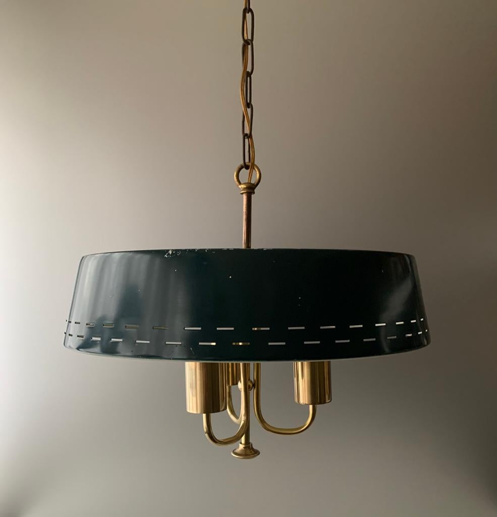Bouillotte style vintage pendant 50s silence of the lamps, Ophalen of Verzenden, Gebruikt, Metaal, Mid century classic vintage design bouillotte