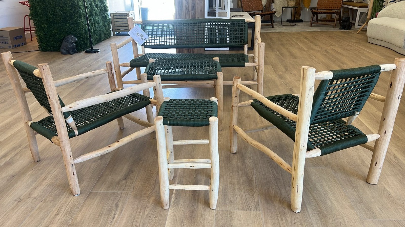 Handgemaakte Tuinset- Eucalyptus Hout en gevlochten touw, Nieuw, Info@homefriesland.nl, Kelvinstraat 6 8912BA, Home Friesland