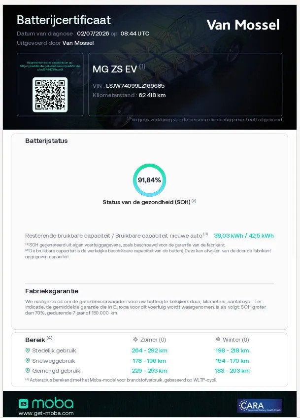 MG ZS EV Luxury 45 kWh (bj 2021, automaat), Auto's, MG, Automaat, Gebruikt, 143 pk, ZS