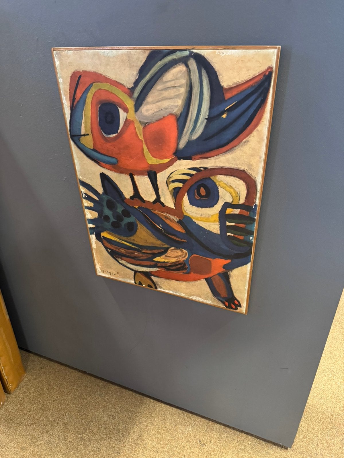 Karel Appel schilderij twee vogels Direct leverbaar, Abstract, Hout, Ophalen of Verzenden, Print