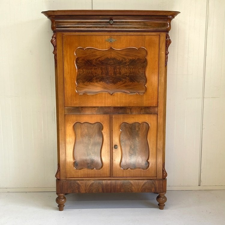 Antieke Biedermeier klepkast secretaire bureau opbergkast, Gebruikt, Onbekend, Onbekend, Onbekend