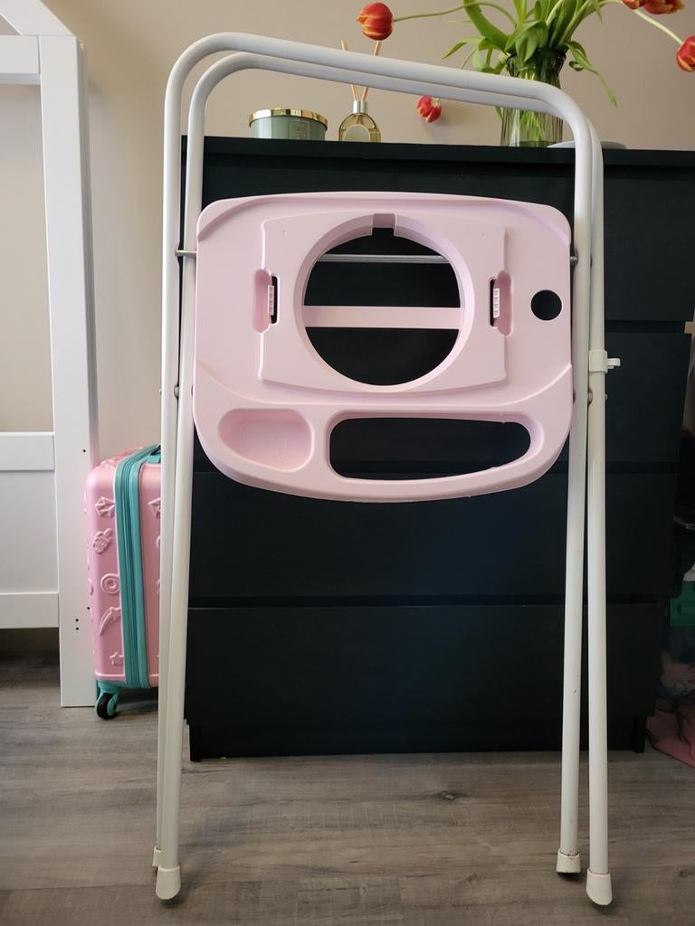Bébé-jou babybadje met standaard - Roze, Kinderen en Baby's, Badjes en Verzorging, Gebruikt, Ophalen of Verzenden, Badje, Bébé-jou