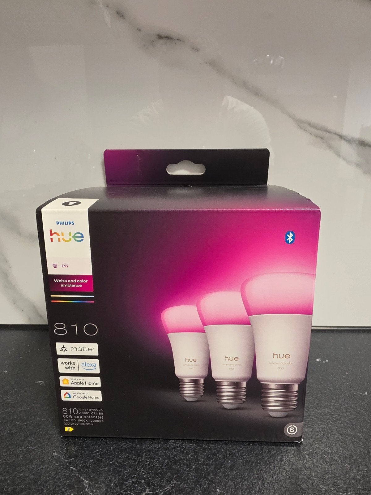 Philips Hue E27 White & Color Ambiance (3-pack), Led-lamp, 60 watt of meer, Nieuw, Bedienbaar via app