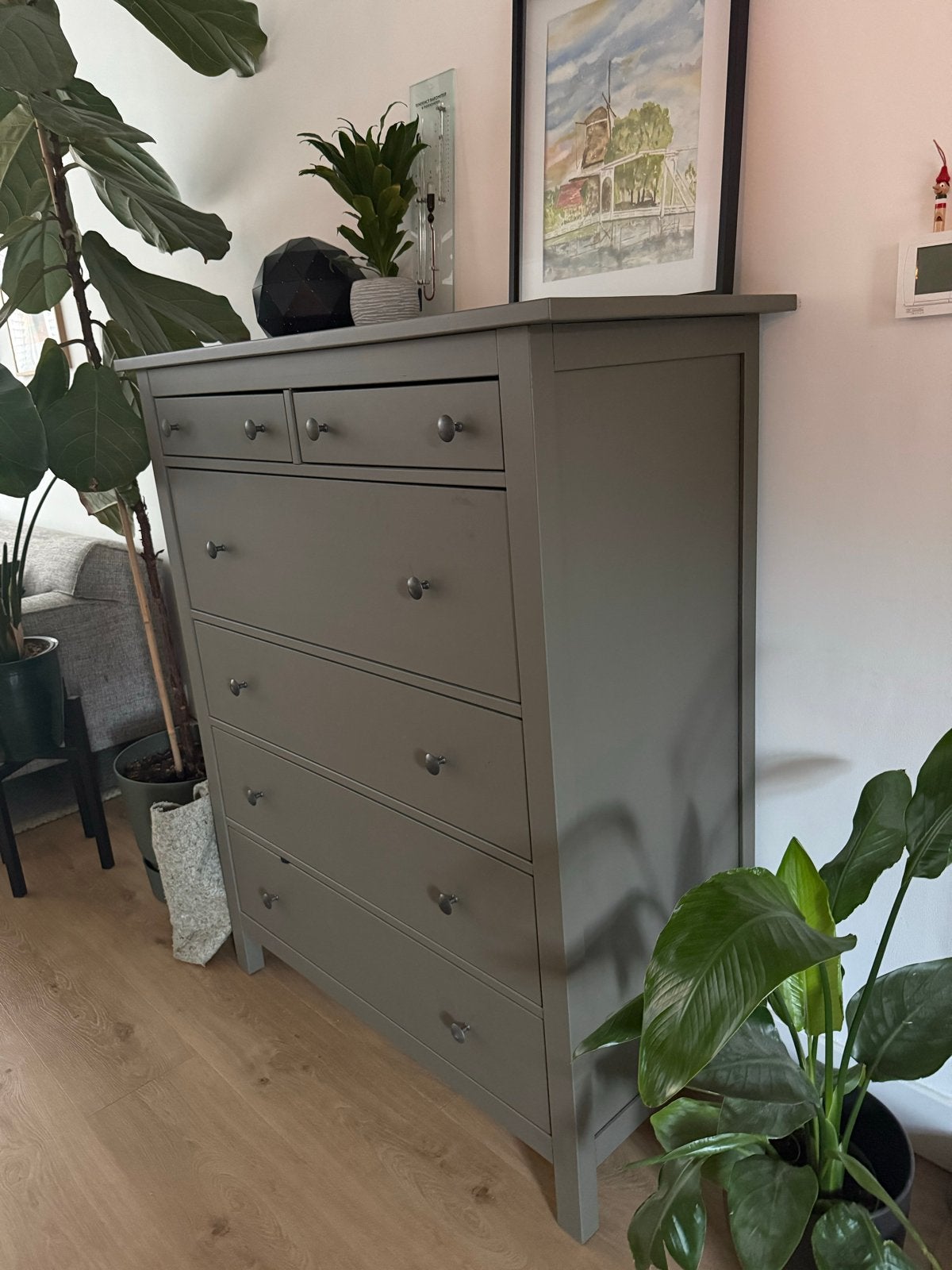 IKEA Hemnes ladekast - mat groen, Huis en Inrichting, Kasten | Ladekasten, Gebruikt, 5 laden of meer, 100 tot 150 cm, Ophalen of Verzenden