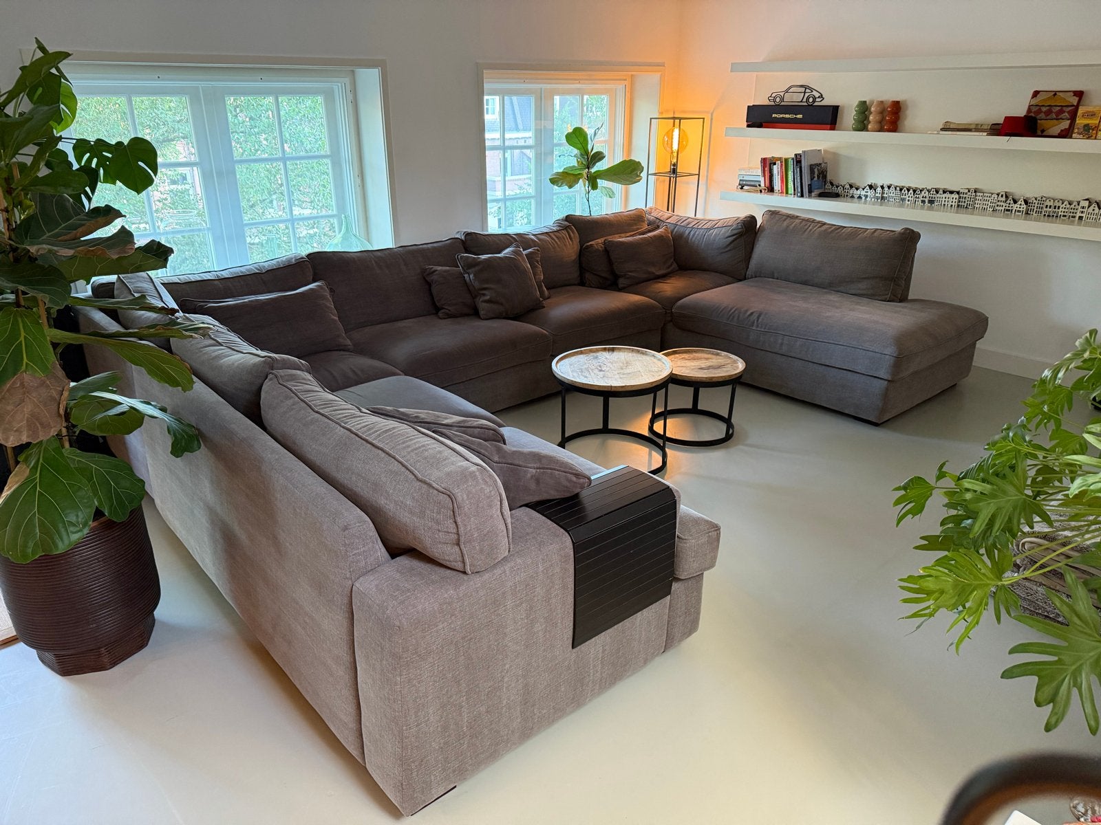 Rofra Home modulaire U-bank – taupe/grijs– royale loungebank, Ophalen, Gebruikt, Hoekbank, 300 cm of meer