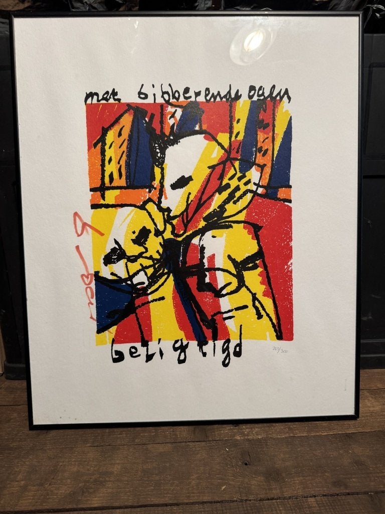 Herman Brood - Met Bibberende Ogen Bezigtigd Nr 265-300, Met glas, Ophalen of Verzenden, Abstract, Zeefdruk