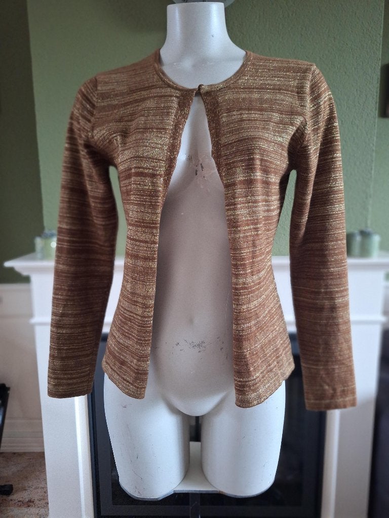 Caroline Biss bruin gouden draad vest 38, Kleding | Dames, Maat 38/40 (M), Bruin, Verzenden, Zo goed als nieuw