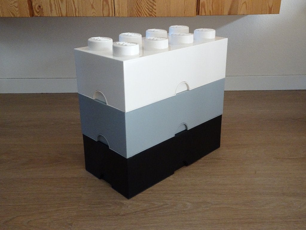 Lego Opbergbox Brick 8 3 stuks Zwart grijs wit, Ophalen, Gebruikt, Overige typen, Lego