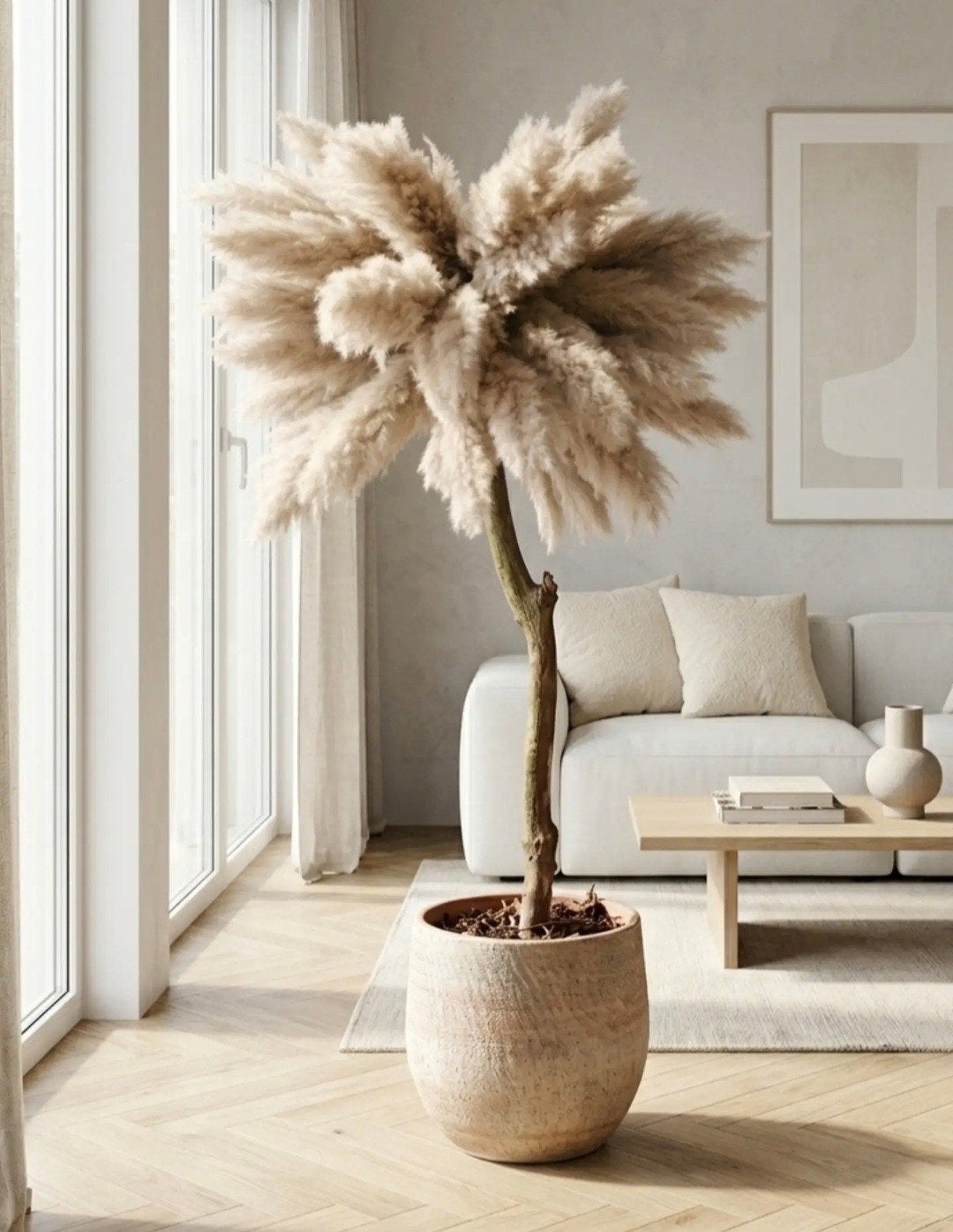 Pampas boom incl pot (+/- 160 cm), Binnen, Natuurlijk materiaal, Handgemaakt, 160 cm