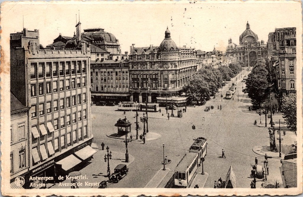 Antwerpen België - 8 oude postkaarten De Keyserlei IX, Verzamelen, Ansichtkaarten | België, Verzenden, 1940 tot 1960, Gelopen