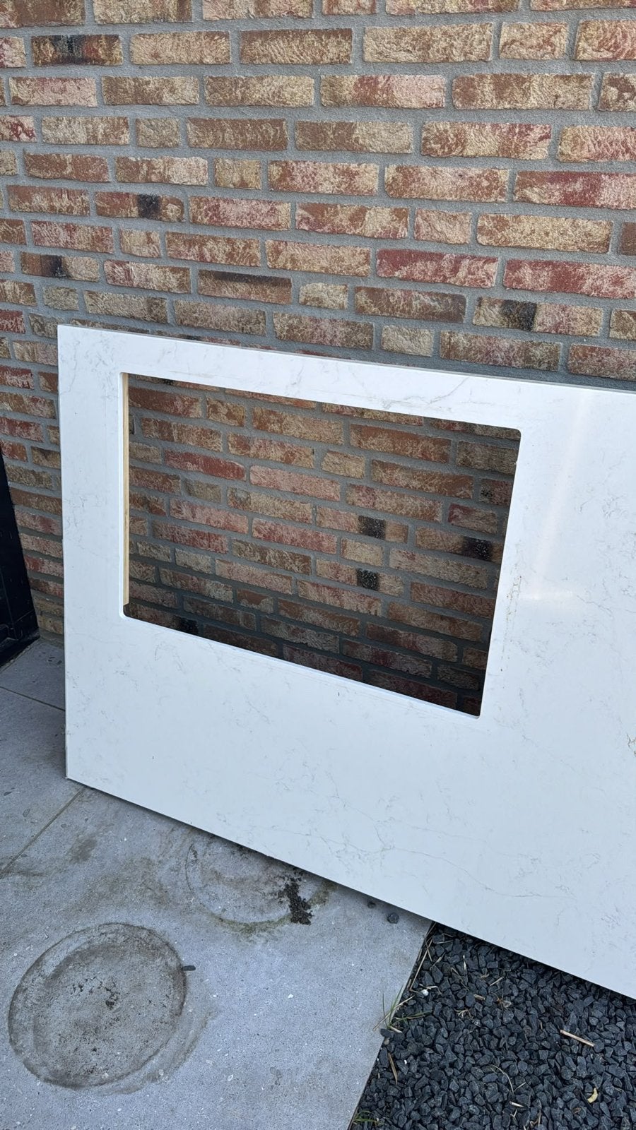 Mooi marmeren keukenblad met wasbak en kookuitsparing, Ophalen, Gebruikt, Wit, Overige typen