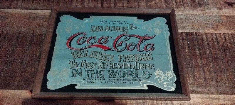 Coca Cola spiegelschilderij, Ophalen of Verzenden, Zo goed als nieuw, Reclamebord
