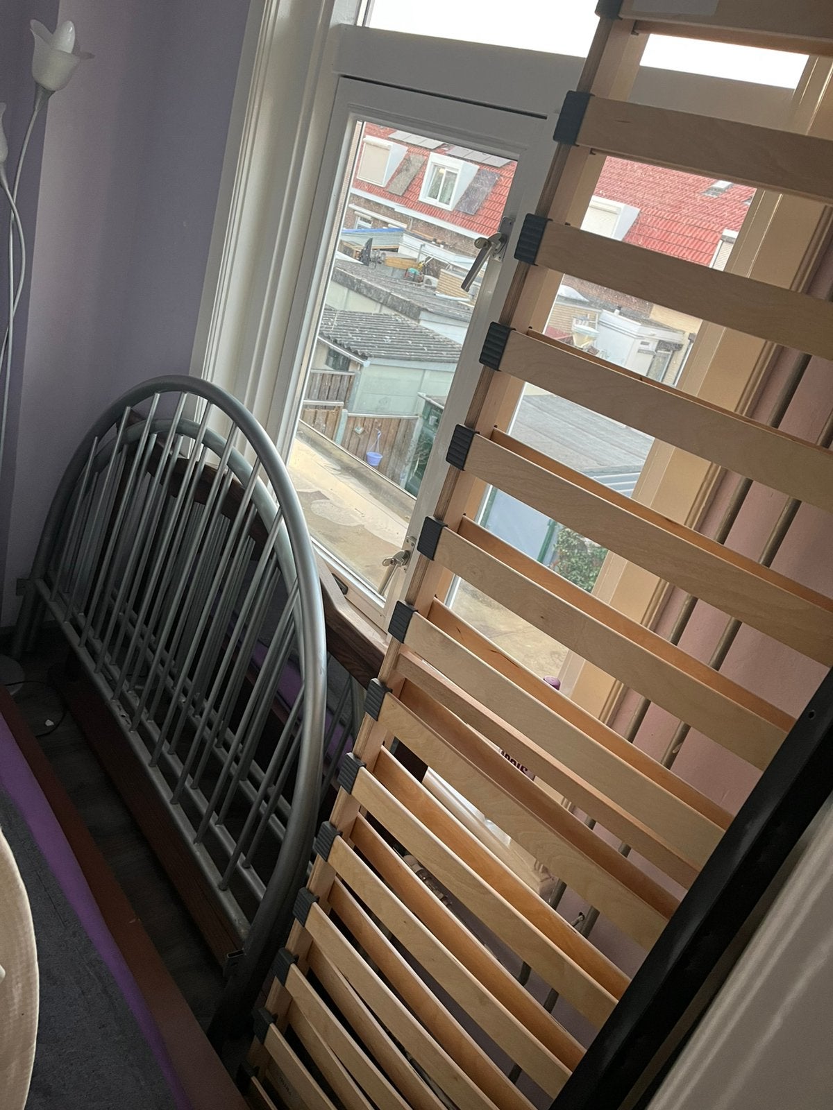 Tweepersoons lichtgewicht metalen ledikant.evt. Bezorgen, Huis en Inrichting, Slaapkamer | Bedden, Ophalen of Verzenden, Zo goed als nieuw