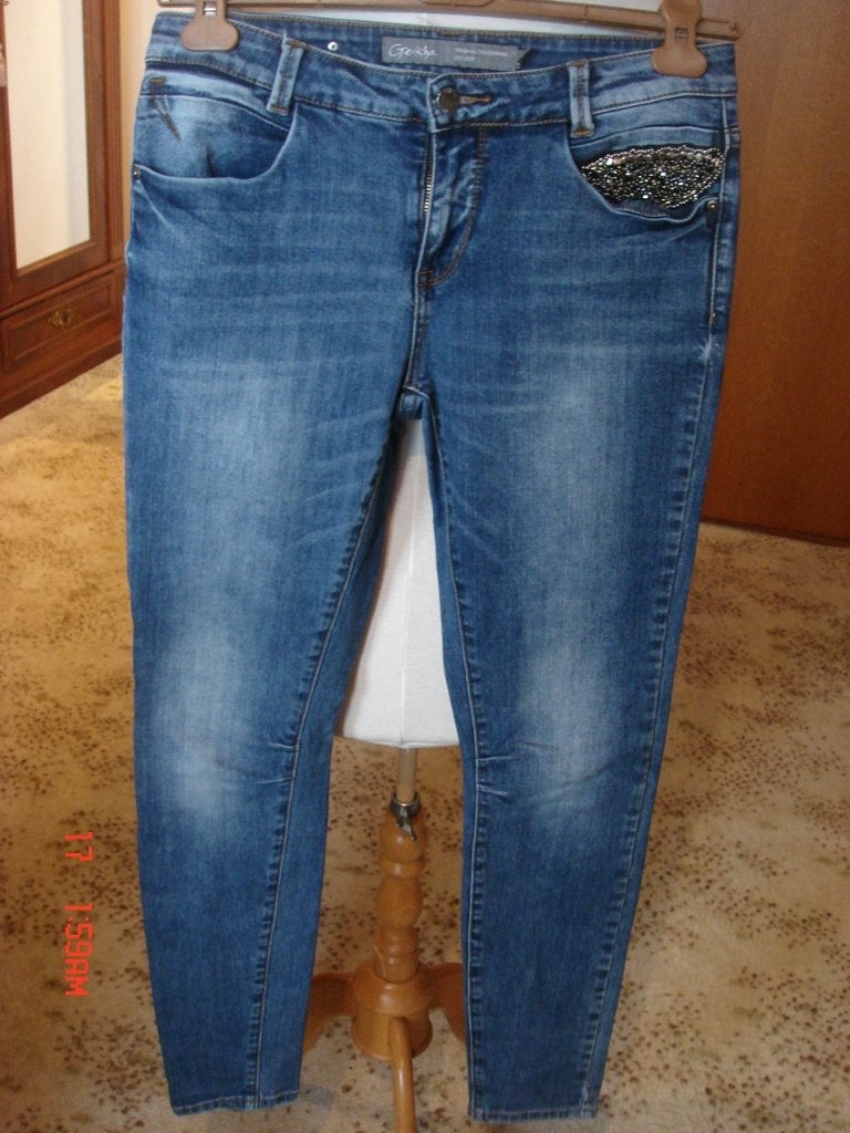 Geisha, leuke blauwe jeans 38 met bling, Geisha, Blauw, Ophalen of Verzenden, Zo goed als nieuw