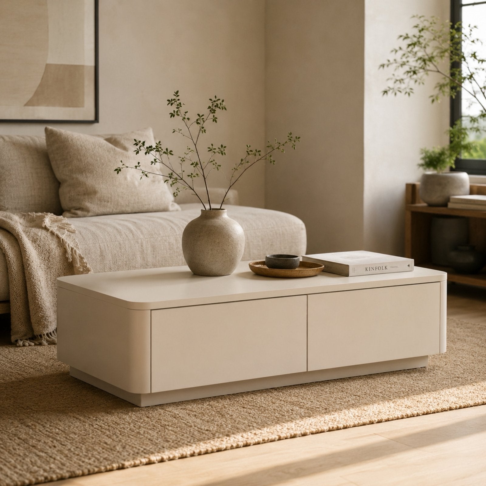 Japandi Salontafel 120x60x30 cm/ 4 lades!!!, Huis en Inrichting, Tafels | Salontafels, Ophalen, 100 tot 150 cm, Eikenhout, Nieuw