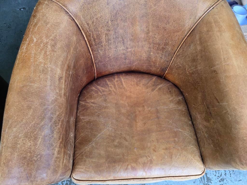 2x DNG Schapenleren Fauteuil + BEZORGING, DNG, Gebruikt, Twee, Bruin