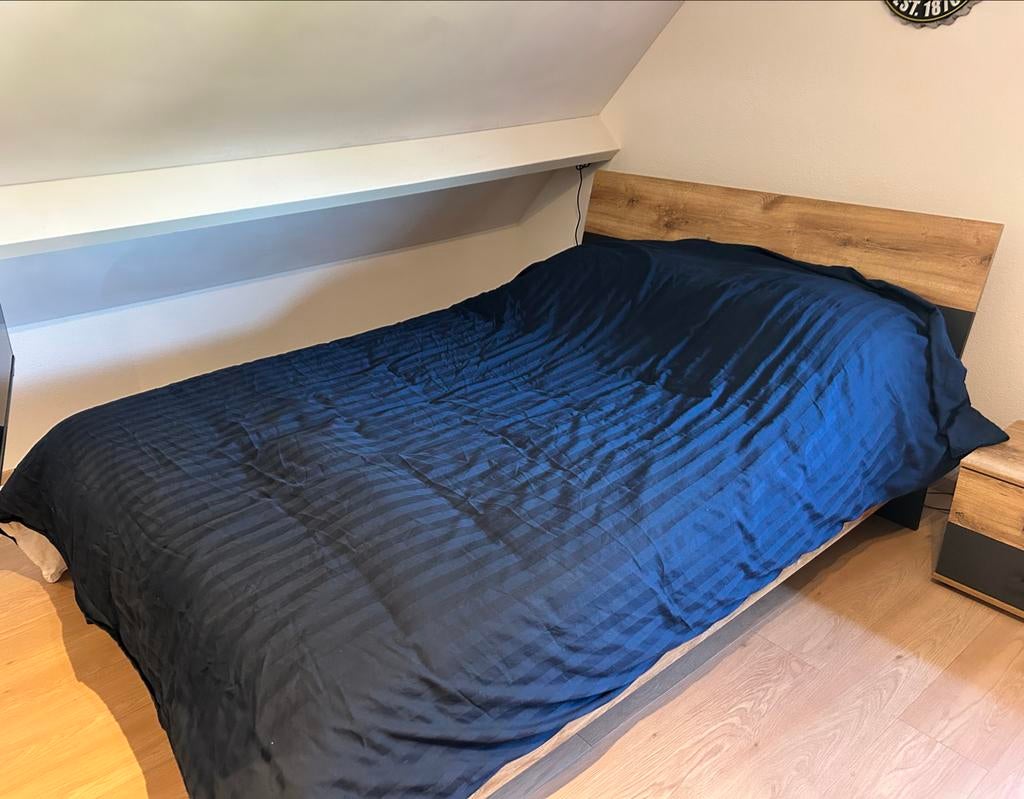 Bed 140x200cm Goossens incl lattenbodems, Huis en Inrichting, Slaapkamer | Bedden, Ophalen, Bruin, Tweepersoons, 140 cm