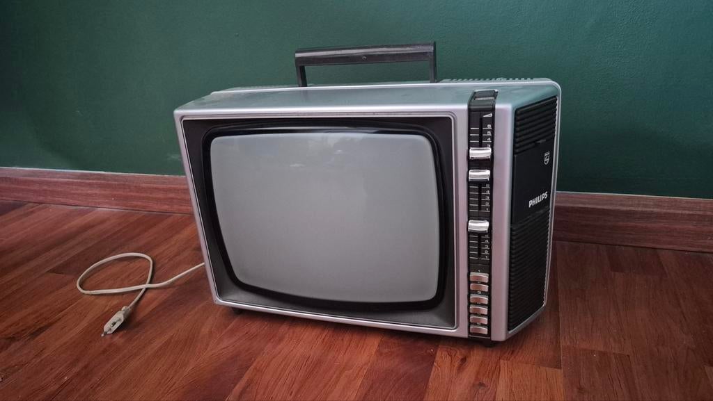 Philips 12B312/12 draagbare zwart-wit televisie jaren 80, Ophalen, Philips