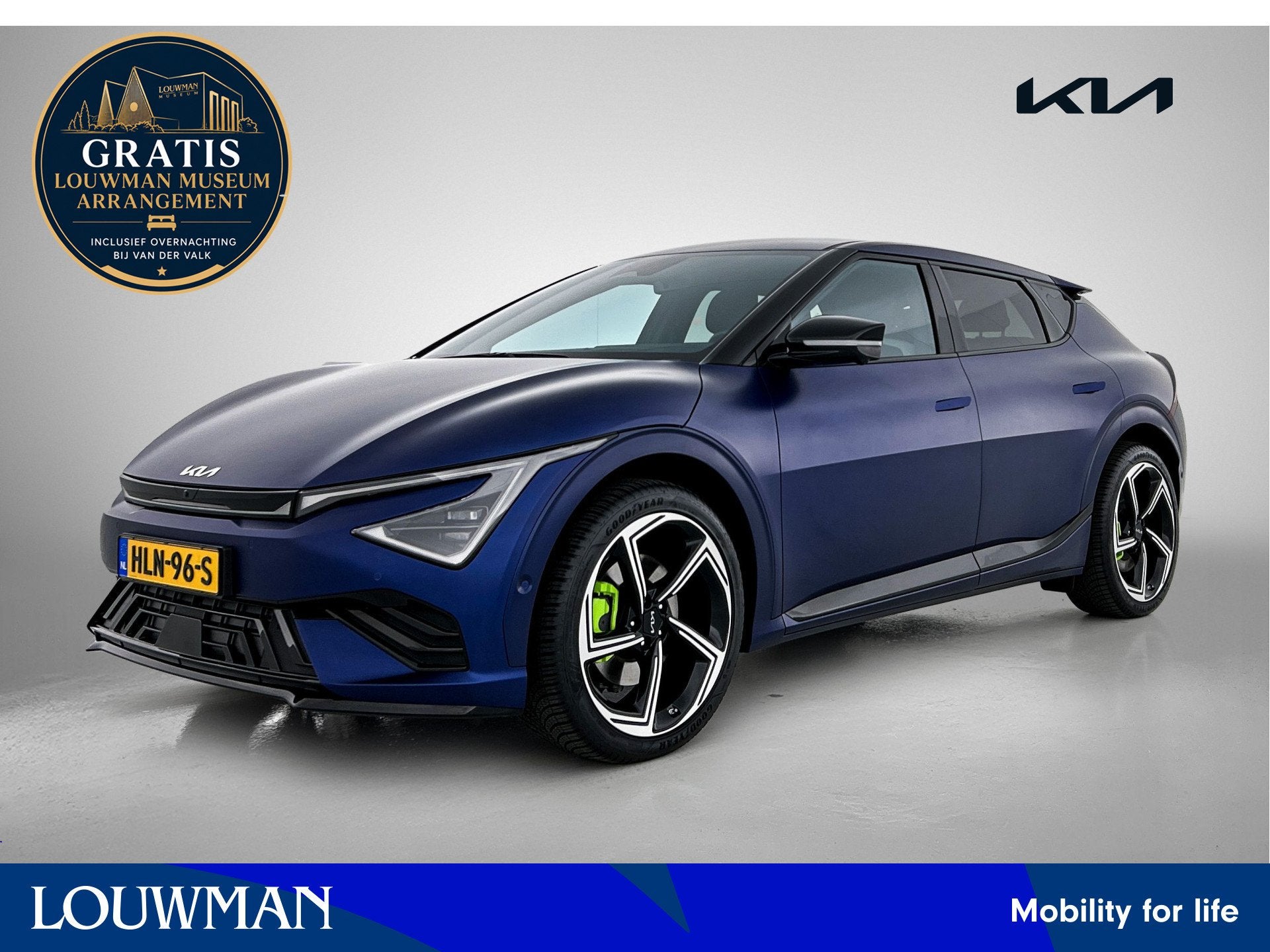 Kia Ev6 GT-Line AWD 84 kWh 21Inch | Matte Lak | Keramische C, Automaat, 12 maanden, Blauw, Origineel Nederlands