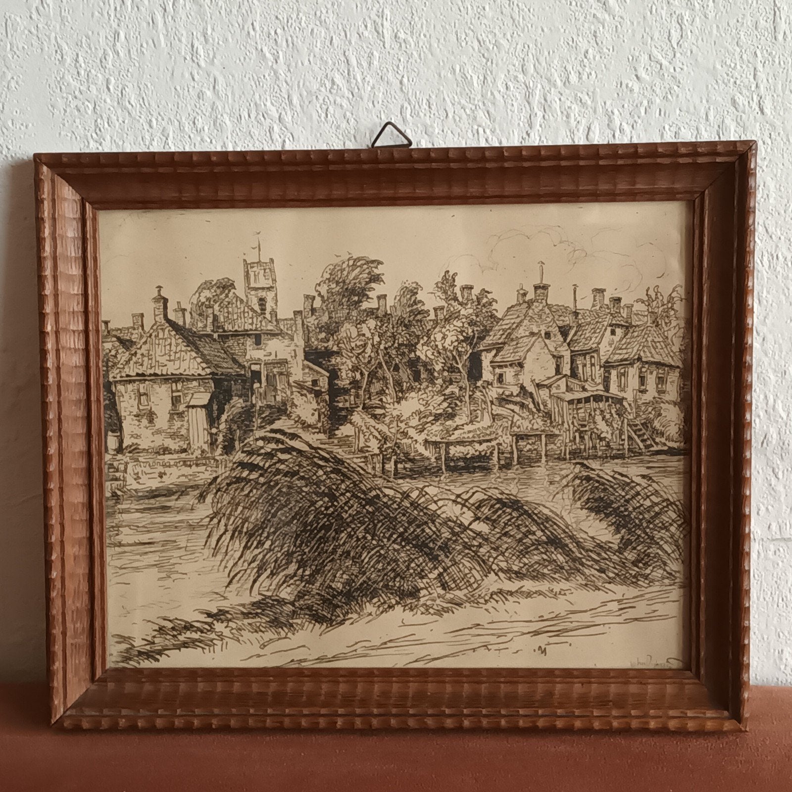 Johan Dijkstra (1896-1978), gezicht op Winsum, Groningen, Antiek en Kunst, Ophalen of Verzenden
