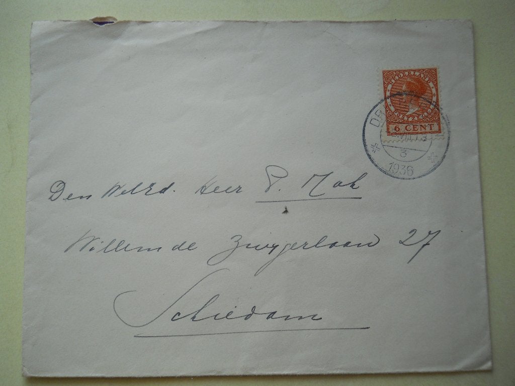 Nederland Oude brief Kon. Wilhelmina Rondstempel Driebergen, Postzegels en Munten, Brieven en Enveloppen | Nederland, Ophalen of Verzenden