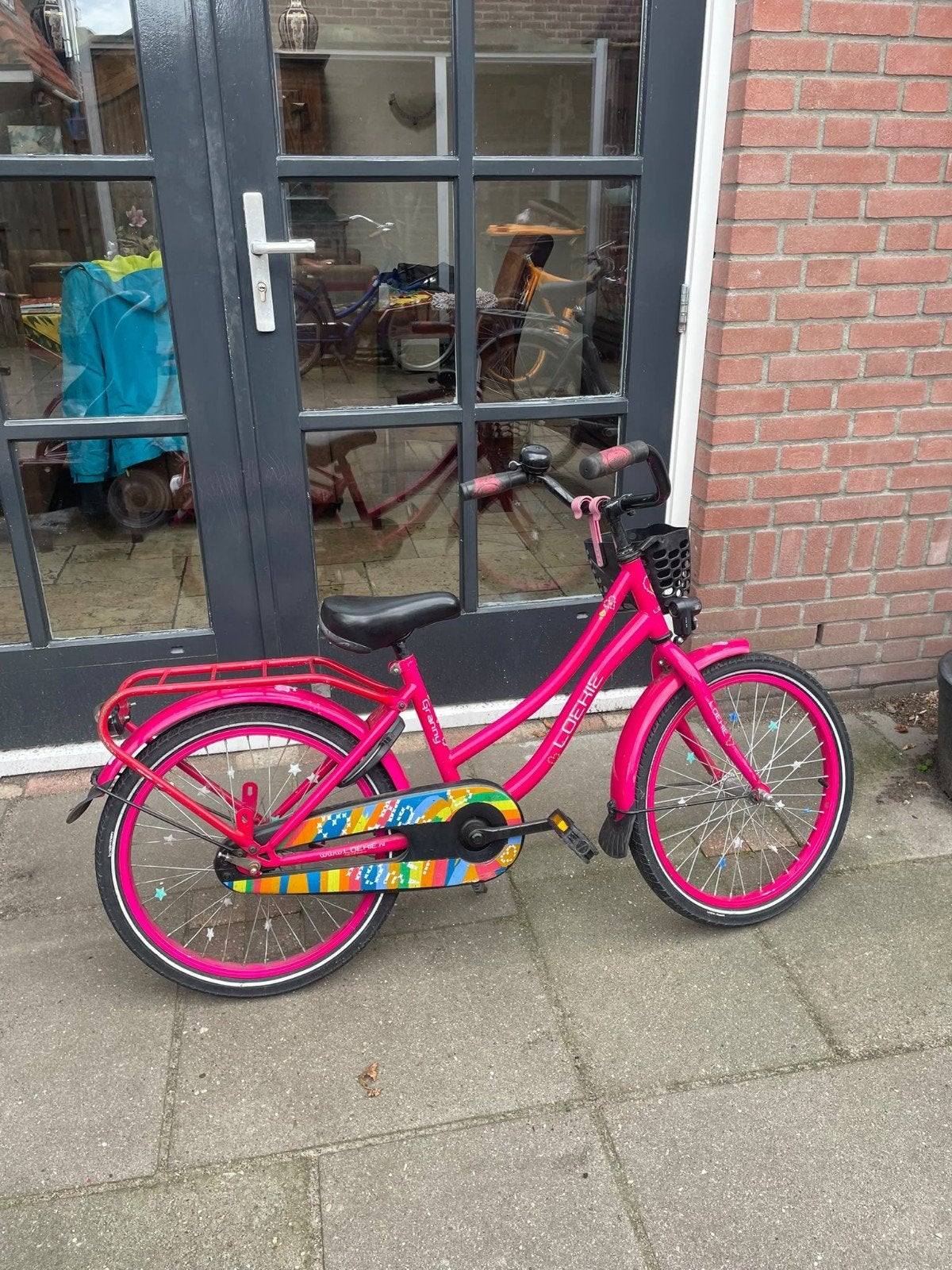 Loekie kinderfiets 20 inch roze met mandje en bagagedrager, Ophalen, Gebruikt, Loekie