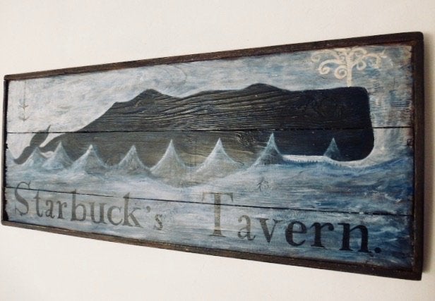 Handgeschilderd bord/antiek vintage sign / Starbuck's Tavern, Ophalen of Verzenden, Zo goed als nieuw, B6, Schilderij