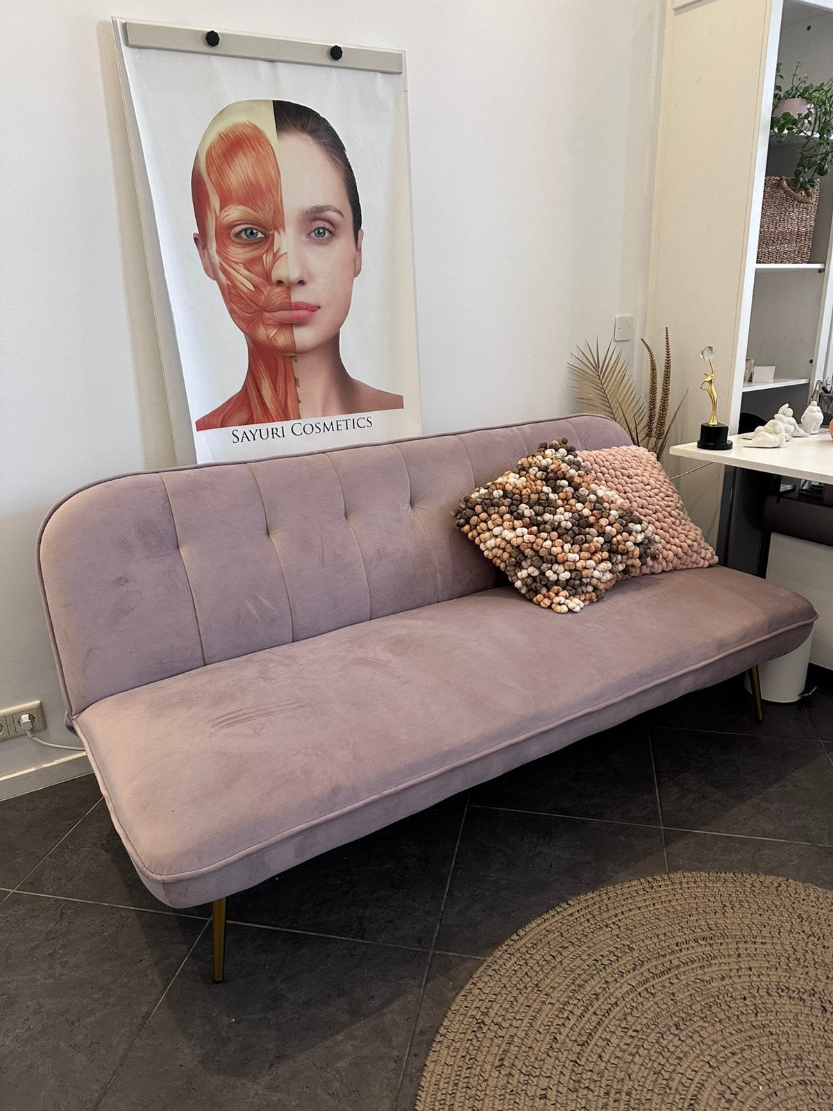 Luxe fluwelen slaapbank roze | Zo goed als nieuw, Ophalen, Zo goed als nieuw