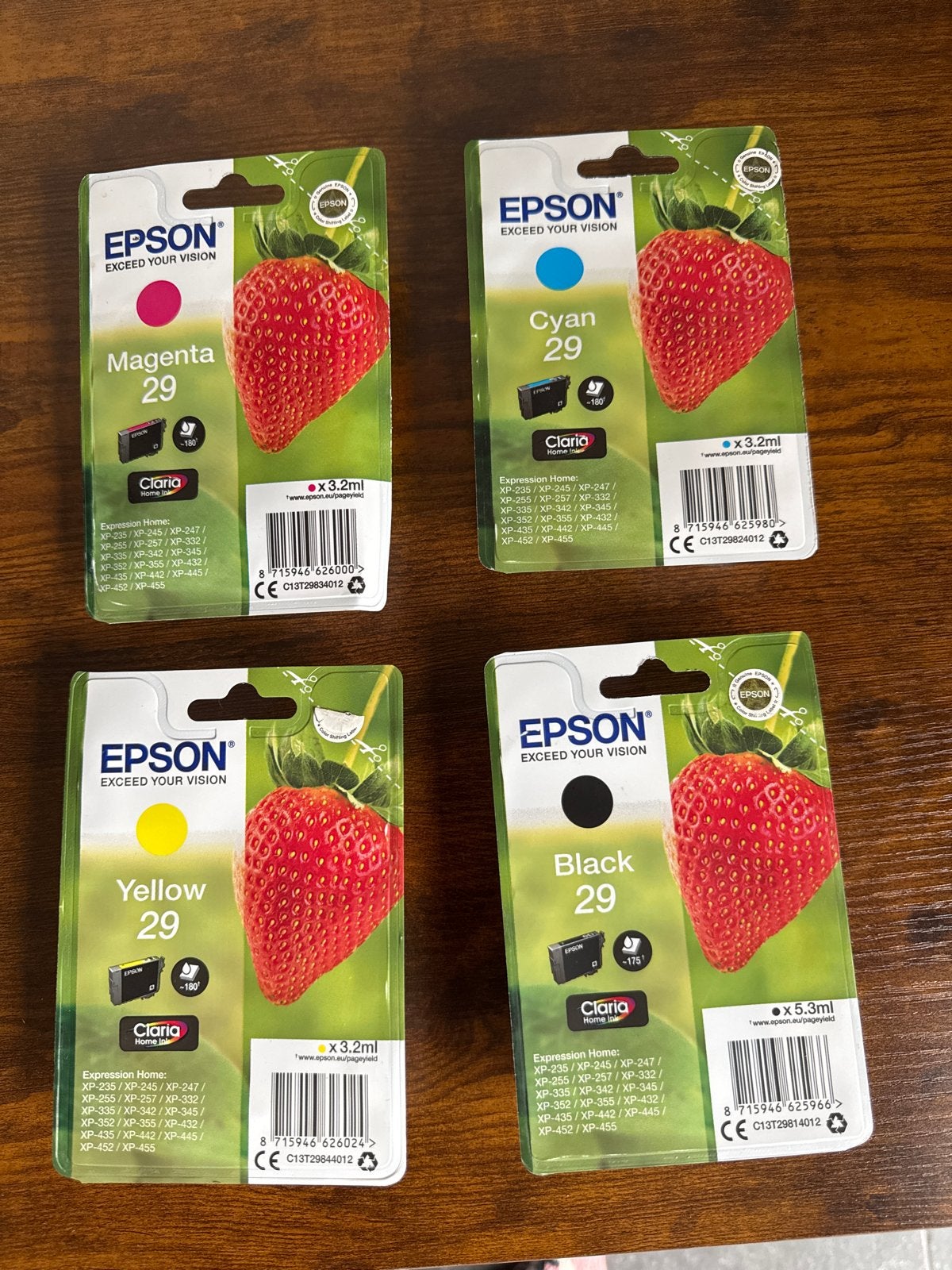 Epson 29 Claria Inktcartridges - Magenta, Cyaan, Geel, Zwart, Ophalen of Verzenden, Nieuw, Cartridge