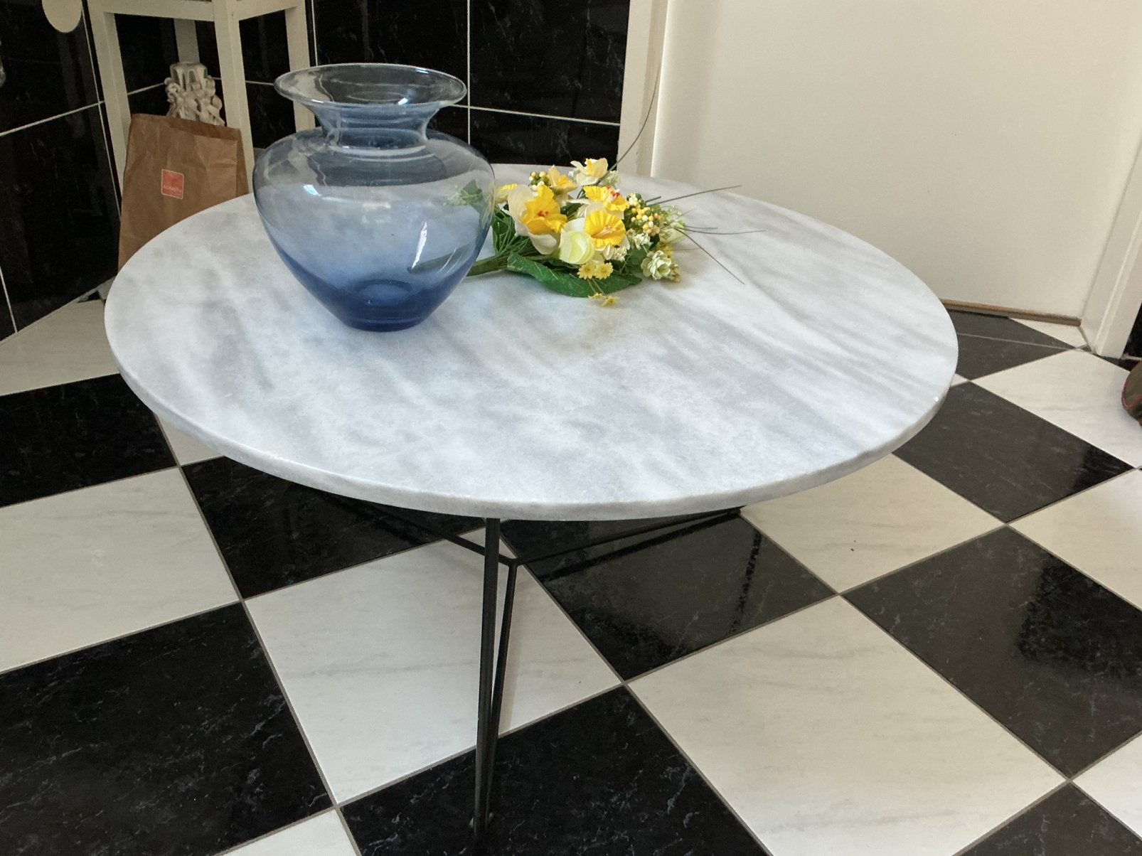 Marmeren salontafel, Ophalen, Overige materialen, 50 tot 100 cm, Rond