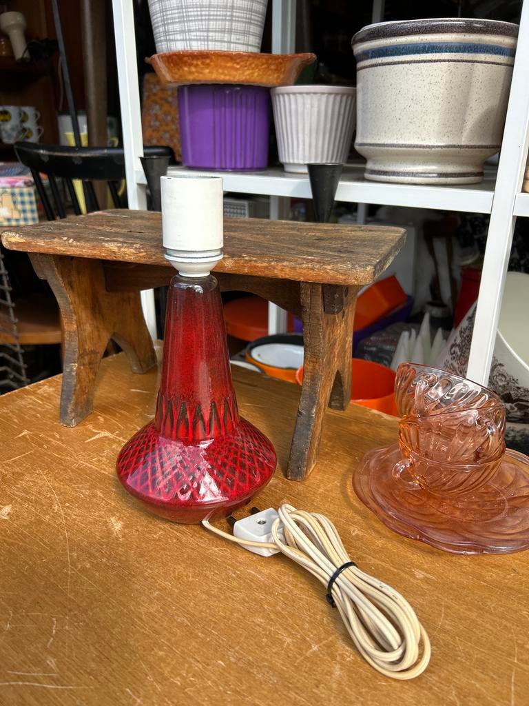 Vintage Søholm Tafellamp - Rood Glazuur Deens Design, Ophalen of Verzenden