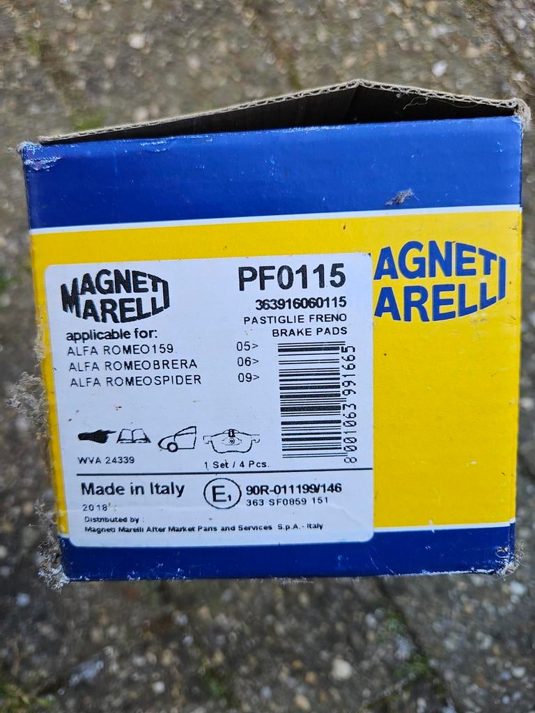 Remblokken Alfa Romeo 159, Brera, Spider - Magneti Marelli, Auto-onderdelen, Remmen en Aandrijving, Ophalen of Verzenden